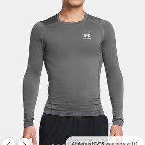 Men's Under Armour HeatGear Compression Long Sleeve Shirt, "Castlerock" Grey, M